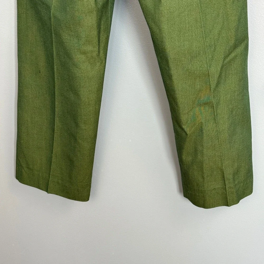 Vintage 70s Sears PERMA-PREST Kids Dress Pants 22x20 Green‎ Textured Trousers